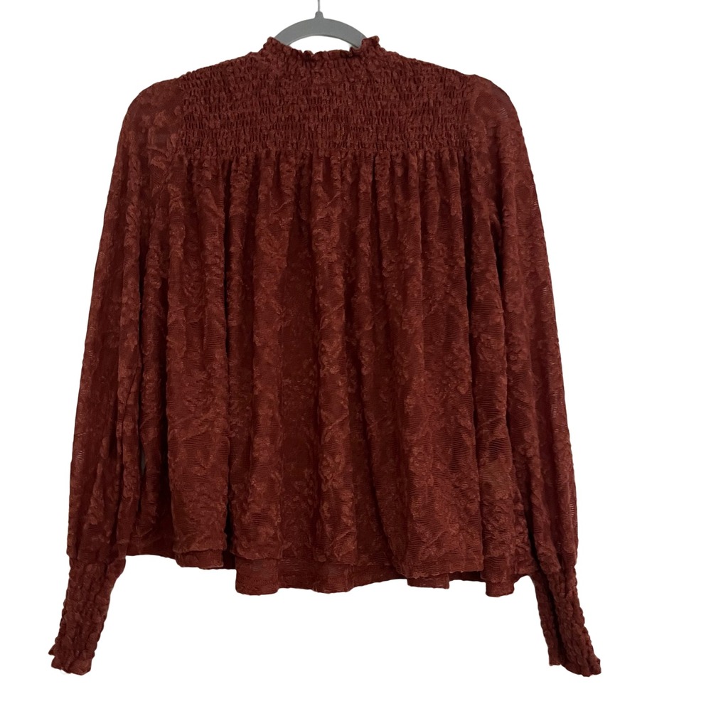 Anthropologie Deletta Blouse Women S Rose Tyrie NWT Smocked Lace High Neck Top